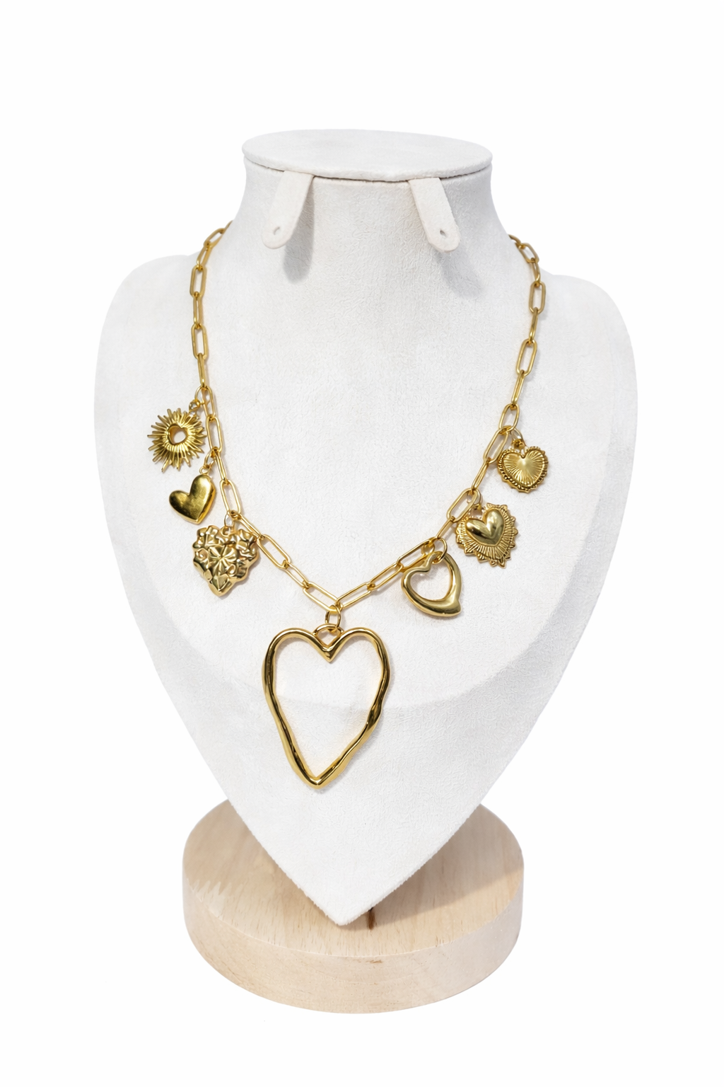 Colier din inox placat cu aur „Agapi – Love You With All My Heart”