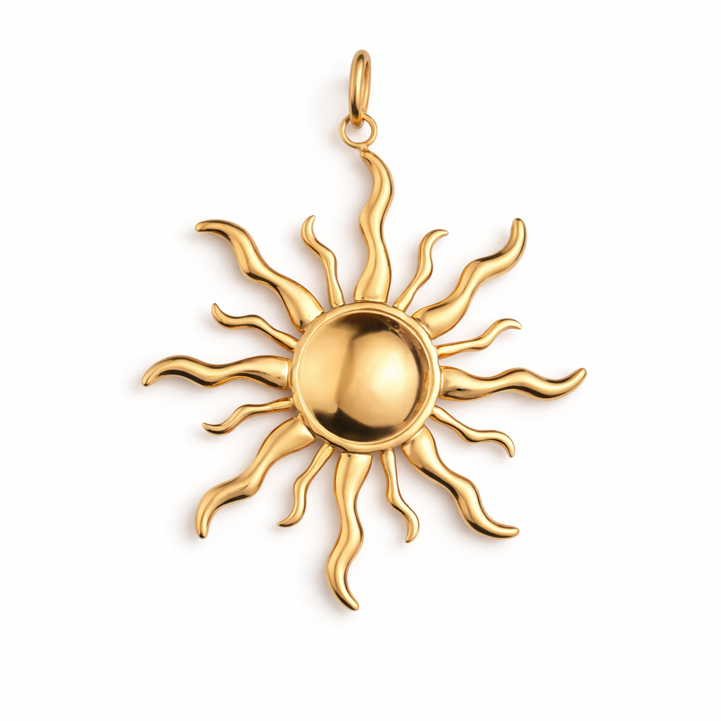 Charm din inox placat cu aur waterproof „Hyperion” – Energie, forță solară