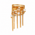 Inel din inox placat cu aur „Pearl Chain”