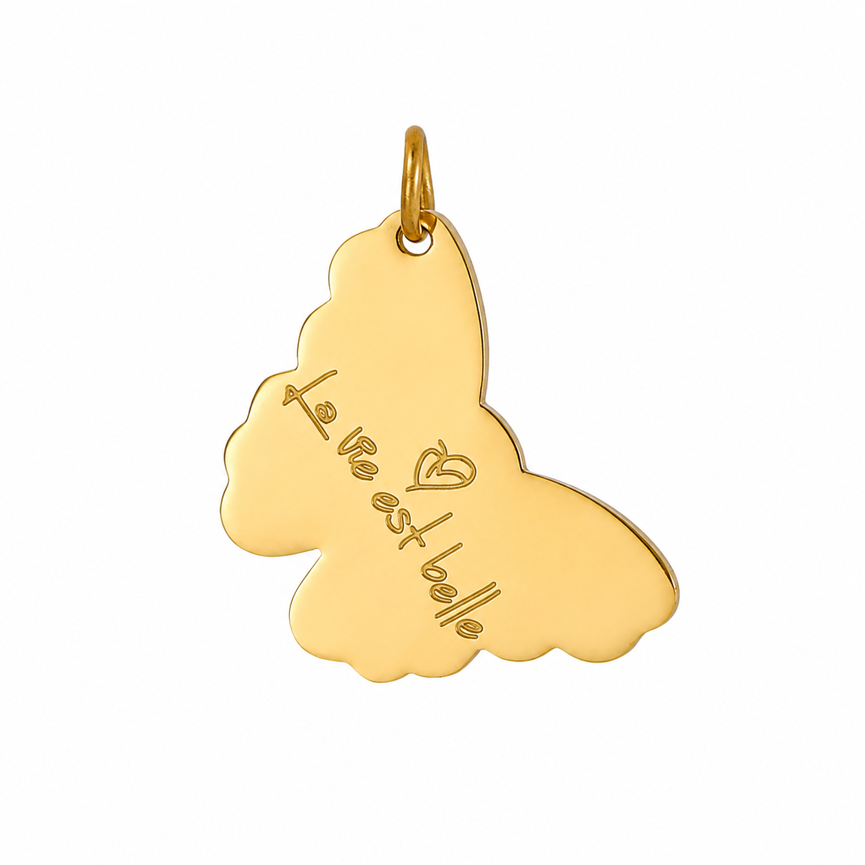 Charm din inox placat cu aur waterproof „La vie est belle” -  Viața este frumoasă