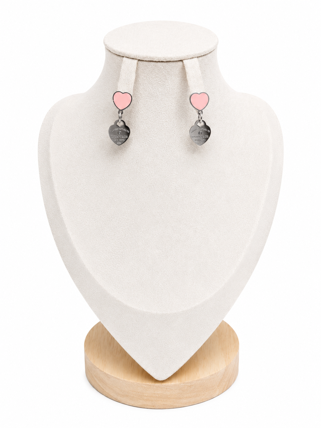 Cercei din inox „Pink Heart Double”