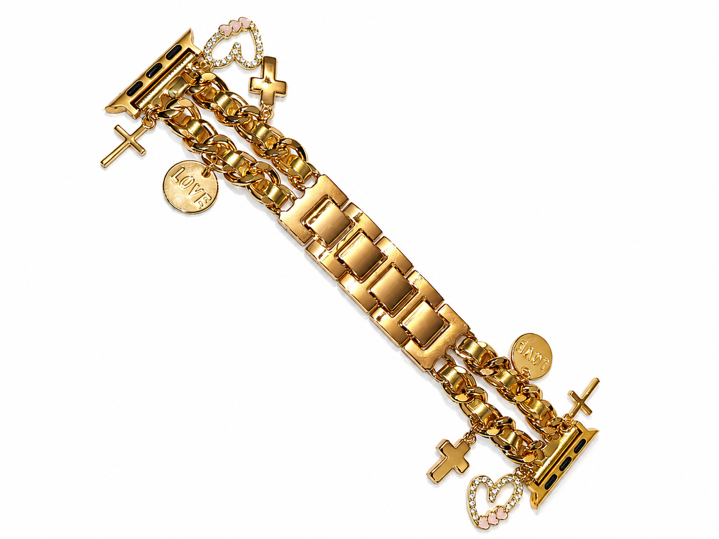 Curea pentru Apple Watch cu charmuri aurii „Agapi Gold”