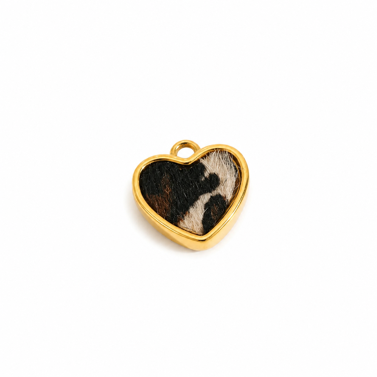 Charm din inox placat cu aur și inserție cu textură animal fur „Agria" - wild at heart